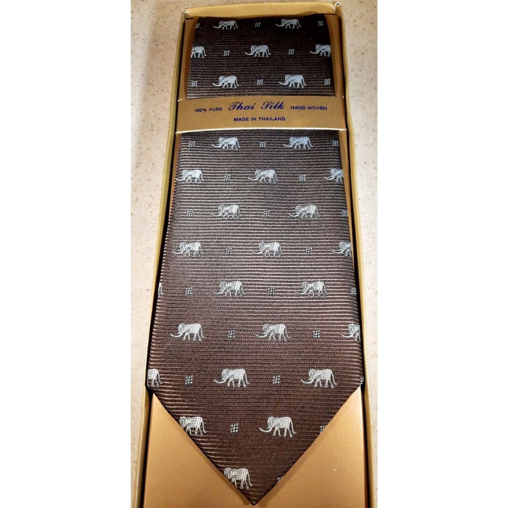 New 100% THAI SILK Men's Elephant Necktie Hand Made